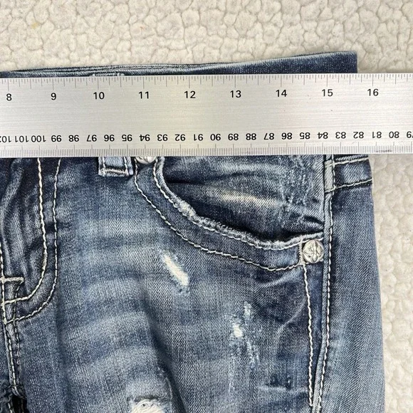 Miss Me Jeans Women's Size 27 (Actual 31x27) Blue Signature Crop Embellished - Picture 10 of 14